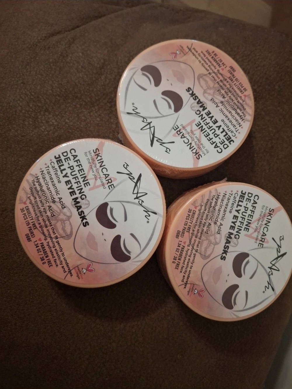 Caffeine De-Puffing Gel Eye Masks – Peach Pink